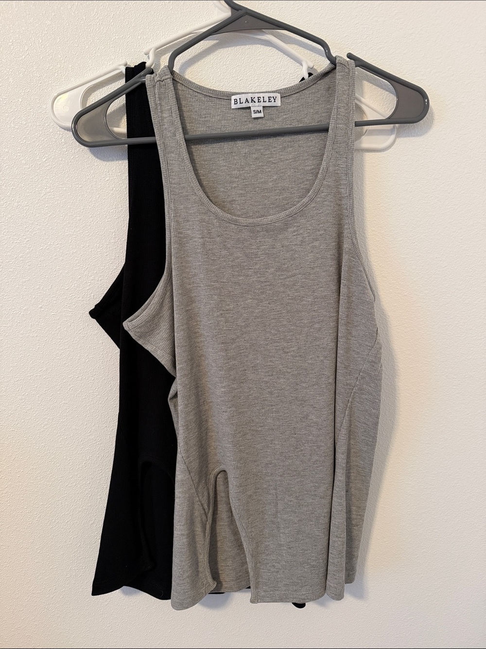 Women's Grey and Black Tank Top - Racerback Ribbed Layering Tank Bundle